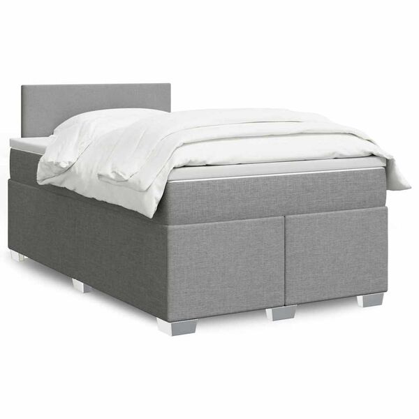 vidaXL Cama boxspring com colch&atilde;o 120x190 cm tecido cinzento-claro