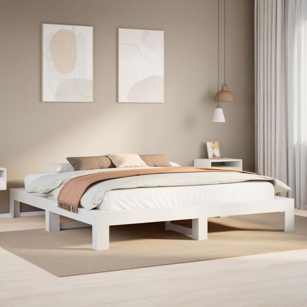 vidaXL Cama sem colch&atilde;o 180x200 cm madeira de pinho maci&ccedil;a branco