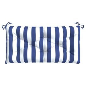 vidaXL Almofad&atilde;o p/ banco jardim 110x50x7 cm tecido riscas azul/branco