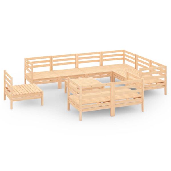 vidaXL 10 pcs conjunto lounge de jardim pinho maci&ccedil;o