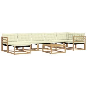 vidaXL Conjunto de Sof&aacute;s para Exterior 8 unid. Branco e Creme
