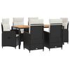 vidaXL Conjunto de Jantar para Exterior 7 unid. Preto e Branco Creme