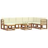 vidaXL Conjunto de Sof&aacute;s para Exterior 9 pcs Natural e Creme