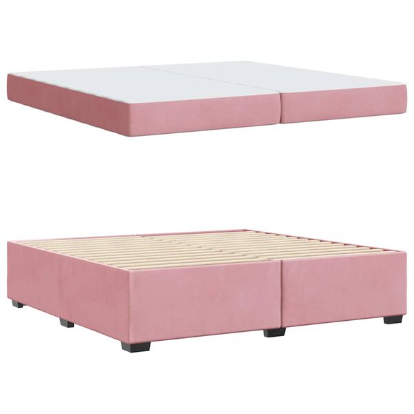 vidaXL Estrutura da Cama com colch&atilde;o Rosa 200 x 200 cm tecido