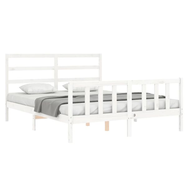 vidaXL Cama sem colch&atilde;o 160x200 cm madeira de pinho maci&ccedil;a branco