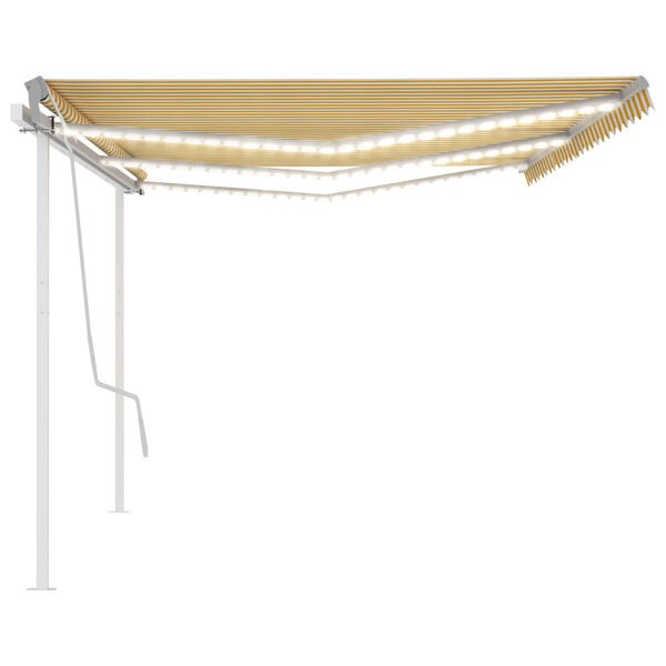 vidaXL Toldo retr&aacute;til manual com LED 6x3,5 m amarelo e branco