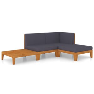 vidaXL 4 pcs conj. lounge jardim c/ almofad&otilde;es madeira ac&aacute;cia maci&ccedil;a