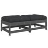 vidaXL Apoios de p&eacute;s p/ jardim c/ almofad&otilde;es 2 pcs pinho maci&ccedil;o cinza