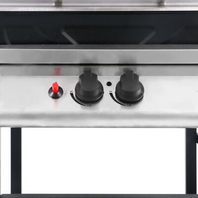 vidaXL Grelhador/BBQ gás mesa de apoio 3 prateleiras preto e prateado
