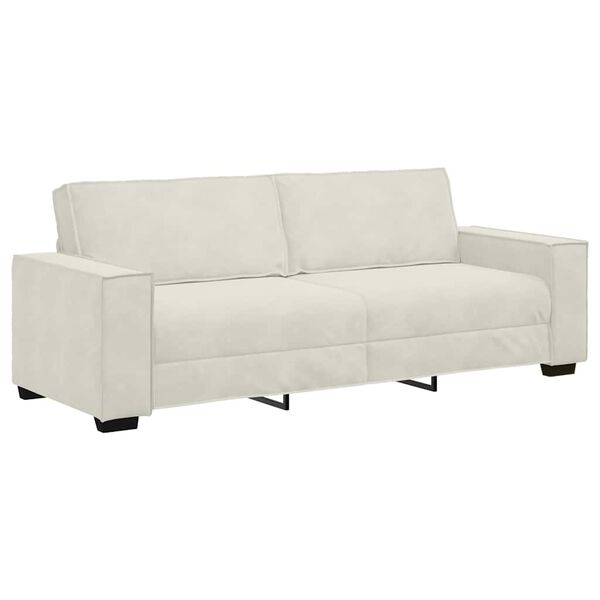 vidaXL Sof&aacute; de 3 lugares 220x78x84 cm veludo cor creme