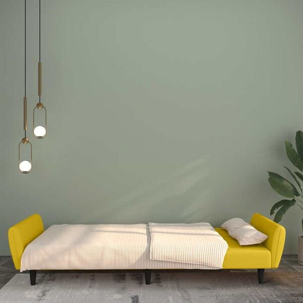 vidaXL Sof&aacute;-cama de 2 lugares veludo amarelo