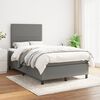 vidaXL Cama boxspring com colch&atilde;o 120x190 cm tecido cinzento-escuro