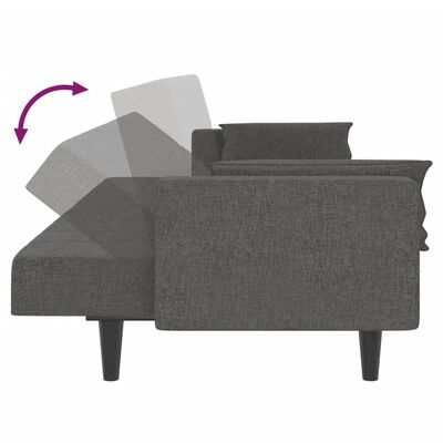 vidaXL Sofá-cama 2 lugares com duas almofadas tecido cinzento-escuro