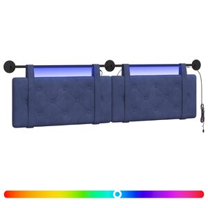 vidaXL Cabeceira suspensa Com luz LED Azul Pol&iacute;cia Veludo