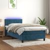 vidaXL Cama box spring c/ colch&atilde;o/LED 80x200 cm veludo azul-escuro