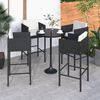 vidaXL Bancos de bar com almofad&otilde;es 4 pcs vime PE preto