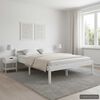 vidaXL Estrutura de cama 140x200 cm madeira pinho maci&ccedil;o branco
