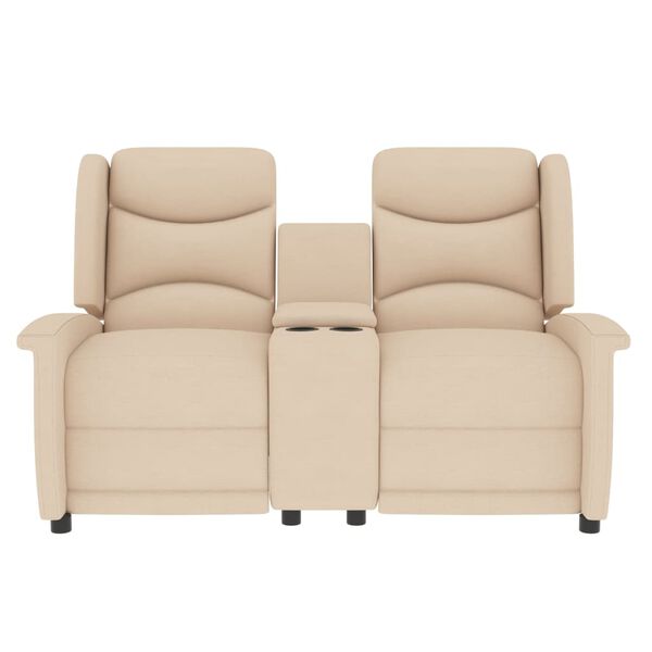 vidaXL Poltrona massagem 2 assentos reclinável c/ suporte copo creme