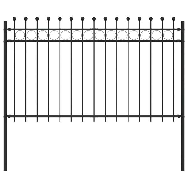 vidaXL Cerca de Anel Preto 200 x 130 cm A&ccedil;o revestido a p&oacute;
