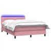vidaXL Cama box spring c/ colch&atilde;o e LED 140x210 cm veludo Rosa