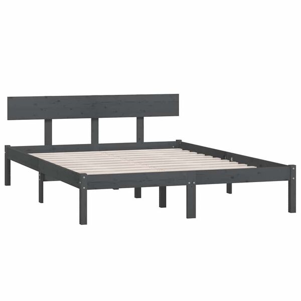 vidaXL Estrutura de cama 140x200 cm pinho maci&ccedil;o cinzento
