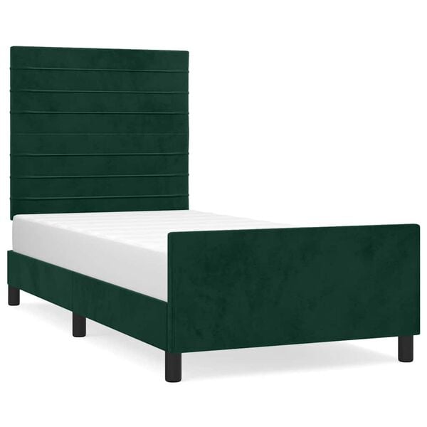 vidaXL Estrutura de cama sem colch&atilde;o 80x200 cm veludo verde-escuro