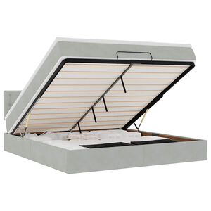 vidaXL Estrutura de cama otomana com colch&atilde;o 180x200 cm cinzento claro