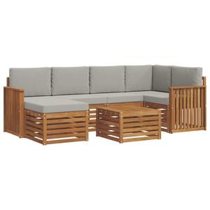 vidaXL Conjunto de Sof&aacute; Sectional 7 pcs Cinza Natural e Claro