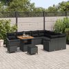 vidaXL Conjunto de Sof&aacute; de Jardim com almofada 12 pcs Preto vime PE