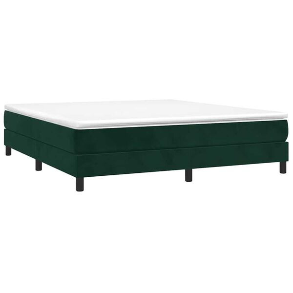 vidaXL Cama com molas/colch&atilde;o 160x200 cm veludo verde-escuro