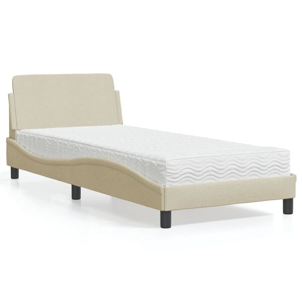 vidaXL Cama com colch&atilde;o Dover 80x200 cm tecido cor creme