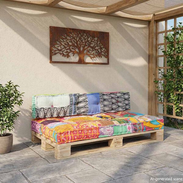 vidaXL Almofad&atilde;o para sof&aacute; de paletes multicor tecido retalhos