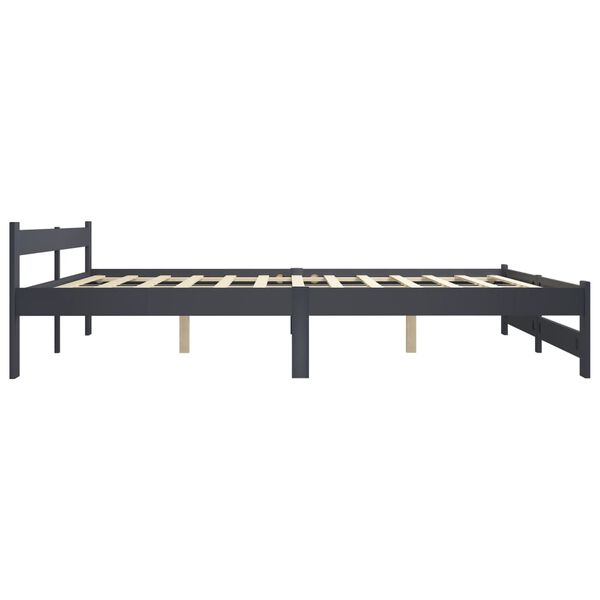 vidaXL Estrutura cama c/ 4 gavetas 200x200cm pinho maci&ccedil;o cinza-escuro