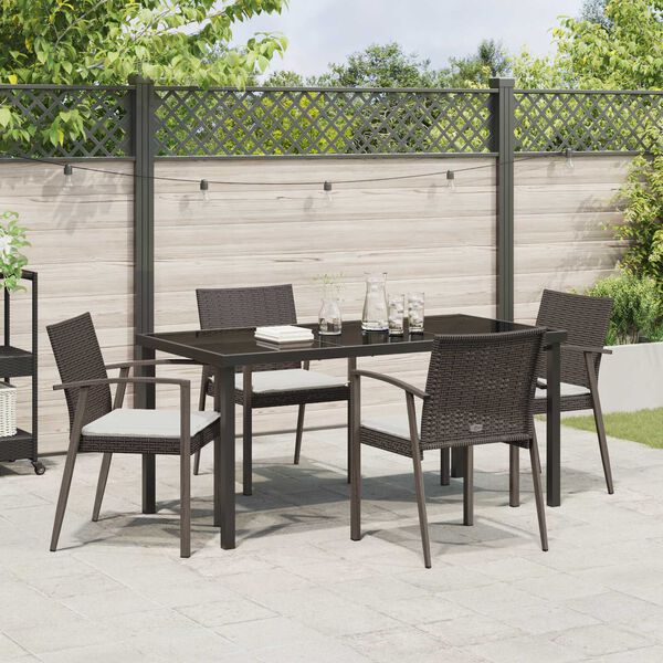 vidaXL Conjunto de Jantar para Jardim 5 pcs Castanho Rattan Sintético