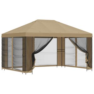 vidaXL Gazebo de Jardim com Laterais 4 &times; 3 m Bege Poli&eacute;ster e A&ccedil;o