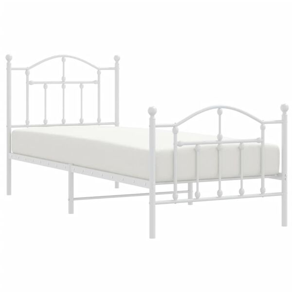 vidaXL Estrutura de cama com cabeceira e pés 90x200 cm metal branco