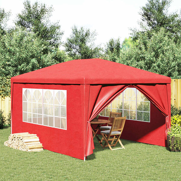 vidaXL Tenda de festa com parede Vermelho 400 x 300 x 255 cm