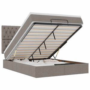 vidaXL Estrutura de cama otomana com colch&atilde;o tecido cinzento 140x190cm