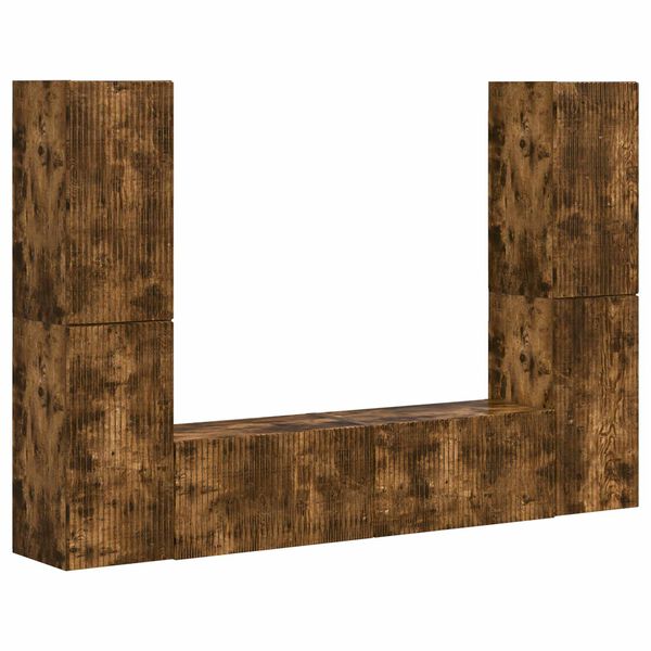 vidaXL Conjunto de m&oacute;vel de TV 6 pcs Carvalho Defumado