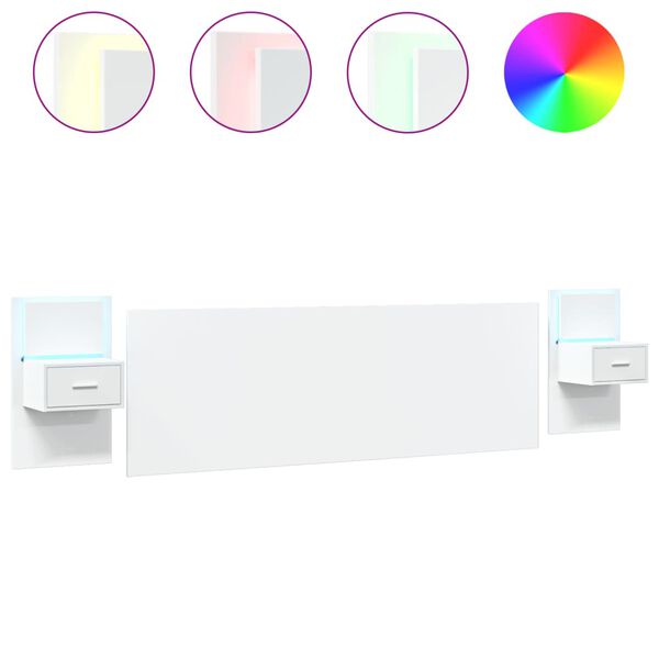 vidaXL Cabeceira de cama c/ arm&aacute;rios 240cm derivados de madeira branco