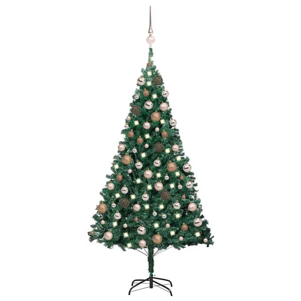 vidaXL Árvore Natal artificial pré-iluminada c/ bolas 150 cm PVC verde
