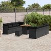 vidaXL Conjunto de Sof&aacute; de Jardim com almofada 11 pcs Preto vime PE
