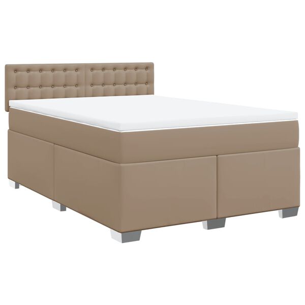 vidaXL Cama com molas/colch&atilde;o 160x200 cm couro artificial cappuccino