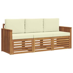 vidaXL Conjuntos de sof&aacute;s com almofada 3 pcs Natural e Creme