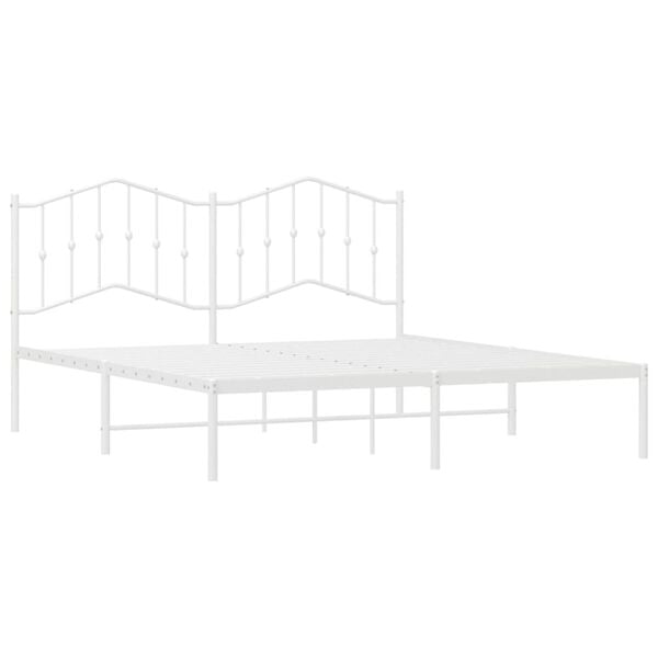 vidaXL Estrutura de cama com cabeceira 160x200 cm metal branco