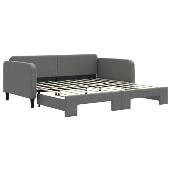 vidaXL Sof&aacute;-cama com gavet&atilde;o 90x190 cm tecido cinzento-escuro