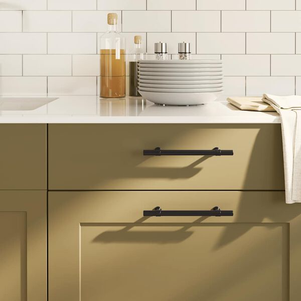 vidaXL Puxadores para m&oacute;veis 10 pcs 128 mm a&ccedil;o inoxid&aacute;vel preto