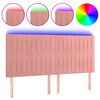 vidaXL Cabeceira de cama c/ luzes LED veludo 200x5x118/128 cm rosa