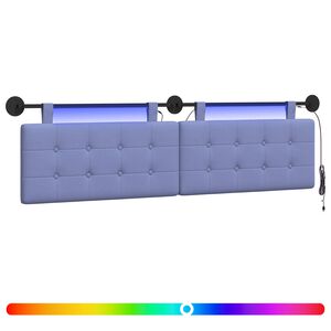 vidaXL Cabeceira suspensa Com luz LED Azul Jeans Tecido