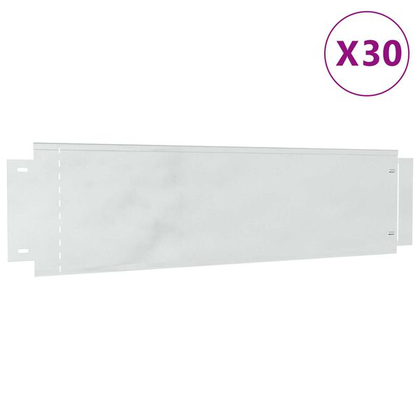 vidaXL Delimitadores de relvado 30 pcs Prateado 100 x 25 cm